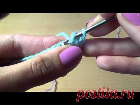 Вязание крючком. Столбик с одним накидом / / Crochet. Column one trebles
