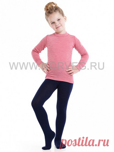 Термоколготки детские для девочек серии MERINO WOOL. Цвет синий купить в Москве