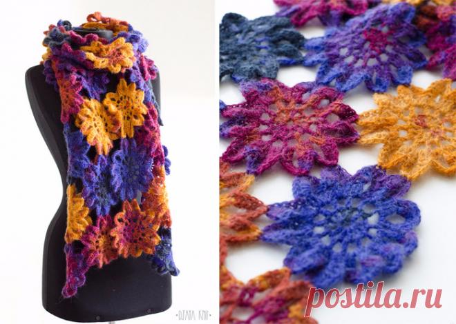 ВЯЖЕМ КРЮЧКОМ ОСЕННИЙ ШАРФ ИЗ МОТИВОВ. МАСТЕР-КЛАСС