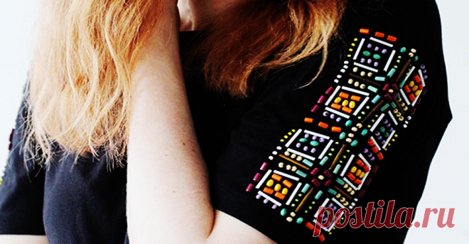 Декорируем рукава футболки. Из ширпотреба - в дизайнерскую вещь