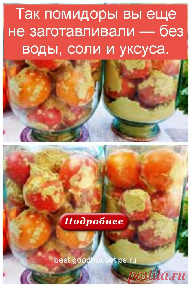 Так помидоры вы еще не заготавливали — без воды, соли и уксуса. - best
