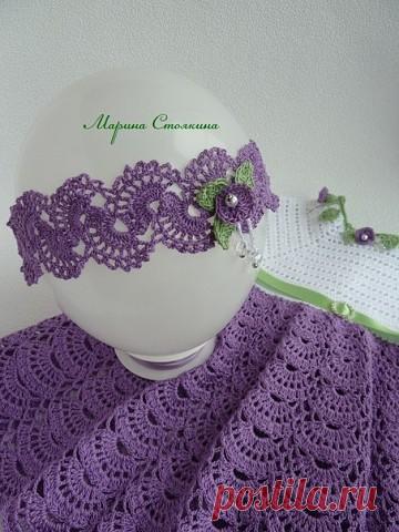 Красивое детское платье крючком. Схемы