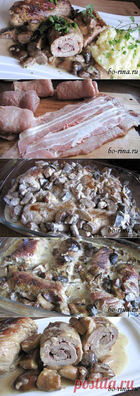 Мясные рулеты в грибном соусе | 4vkusa.ru