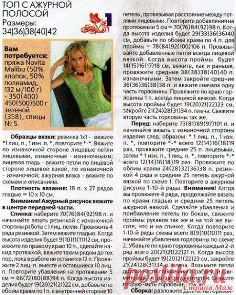 Подборка летних топов спицами - Страна Мам