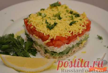 Рецепт: Слоеный салат с куриной грудкой на RussianFood.com