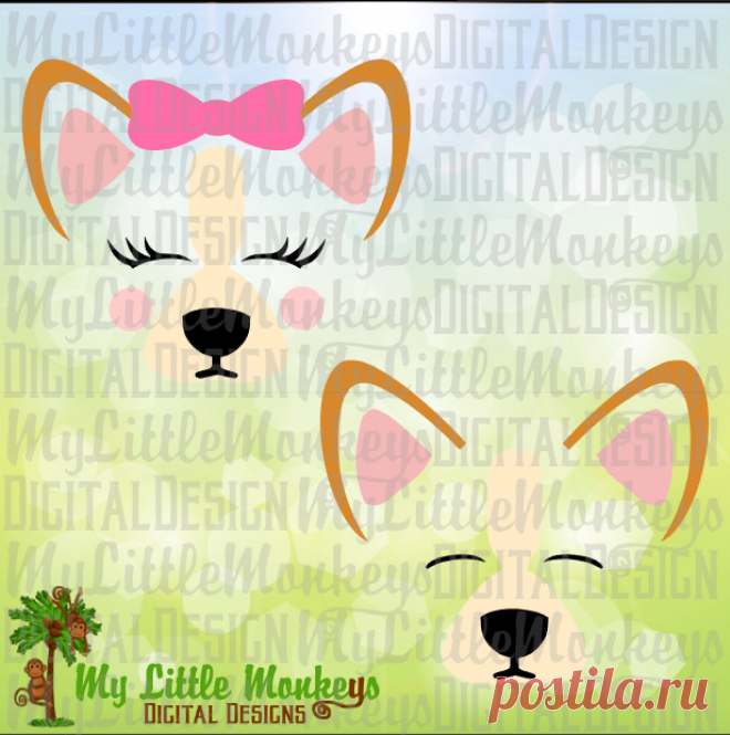 Corgi Pointed Ear Dog Puppy Face Design Commercial Use SVG | Etsy