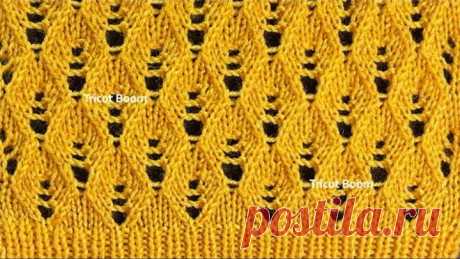 Ажурный узор "Шмель". Вязание спицами. Bumblebee knitting.