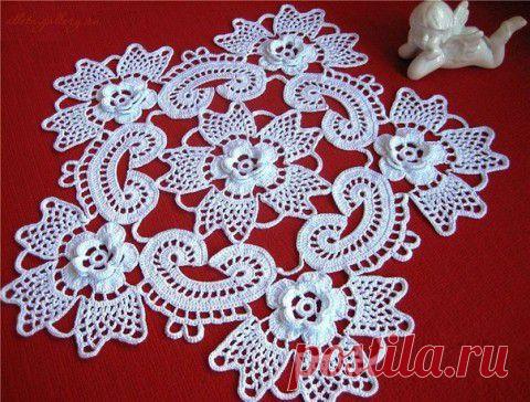 Вяжем крючком. Салфетки и овальная скатерть (7 схем)
