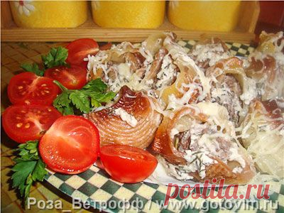 Конкильени фаршированные, под сливочно-сметанным соусом. Фото-рецепт / Готовим.РУ 21 рецепт