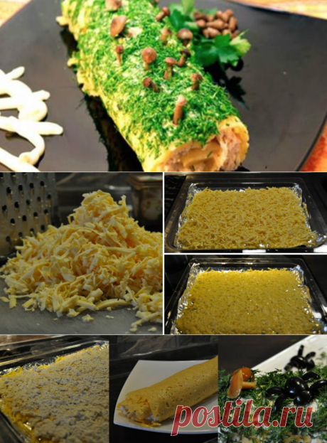 Рулет «Ведьмино полено» из сыра с курицей