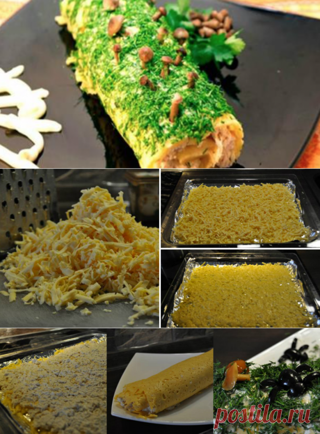 Рулет «Ведьмино полено» из сыра с курицей