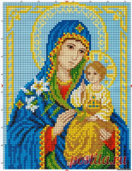 ОБРАЗ ПРЕСВЯТОЙ БОГОРОДИЦЫ НЕУВЯДАЕМЫЙ ЦВЕТ - ИКОНЫ - СХЕМЫ ВЫШИВКИ КРЕСТИКОМ - Каталог файлов - ХОББИ