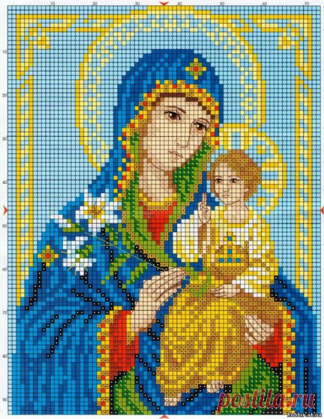 ОБРАЗ ПРЕСВЯТОЙ БОГОРОДИЦЫ НЕУВЯДАЕМЫЙ ЦВЕТ - ИКОНЫ - СХЕМЫ ВЫШИВКИ КРЕСТИКОМ - Каталог файлов - ХОББИ
