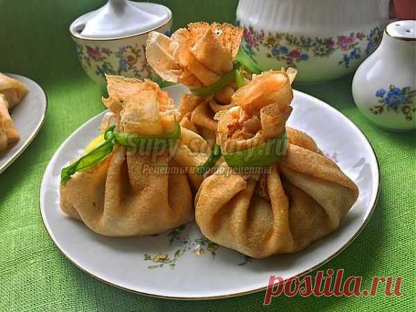 Блины-мешочки, фаршированные мясом и рисом с грибами. Рецепт с пошаговыми фото