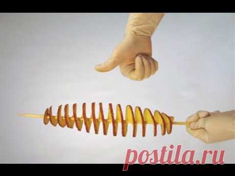 Вот как легко сделать станок для торнадо картофеля!!/How to easily make a spiral potato cutter!! - YouTube