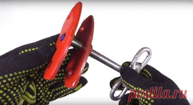 Нужный инструмент из старых тормозных колодок Полезный инструмент.Всем доброго времени.Для изготовления такой приспособы, автору потребовались такие материалы.Пару изношенных тормозных колодок, от передних дисковых тормозов.Болт М-12 длинной 12 см.Гайка к нему.Болт М-6 длинной 3 см.И небольшой кусок цепи.Первым делом, с колодок автор удалил