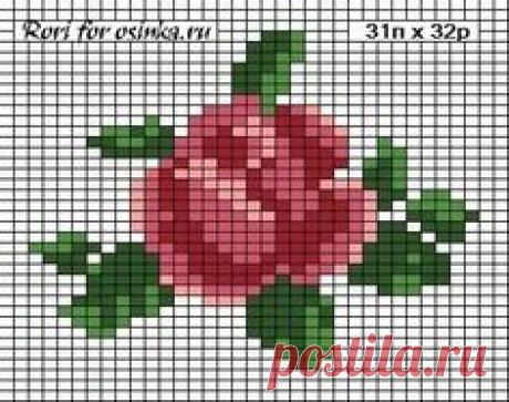 Схема розы для вышивки крестиком бисером