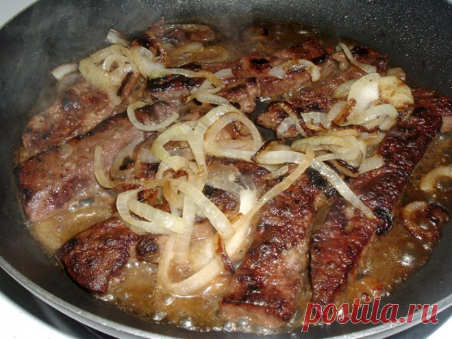 Готовим самую вкусную говяжью печень с луком!