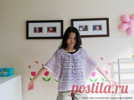 Филейный топ с рукавом реглан