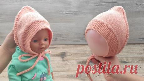 Чепчик от завязки до завязки спицами