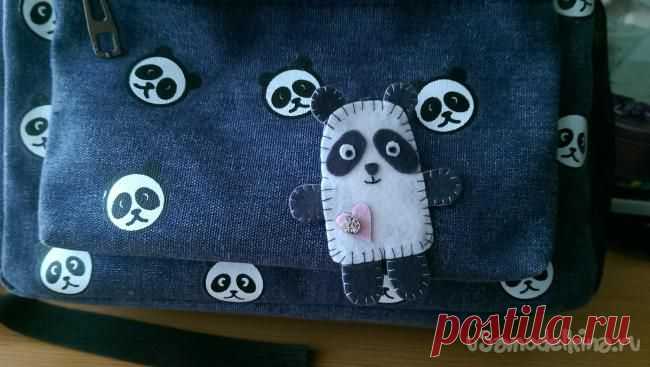 Брошь-маскировка «Панда» из фетра