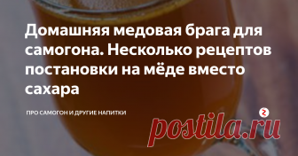 Домашняя медовая брага для самогона. Несколько рецептов постановки на мёде вместо сахара Вероятно, первым алкогольным напитком наших предков была брага из меда, полученная сначала с помощью природы (незрелый мед сам собой сбраживается), а затем уже – целенаправленно создаваемая человеком.
