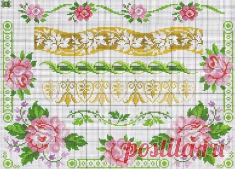 Izšūšana Soli pa solim: Cross stitch - Ziedi
