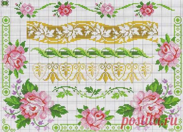 Izšūšana Soli pa solim: Cross stitch - Ziedi