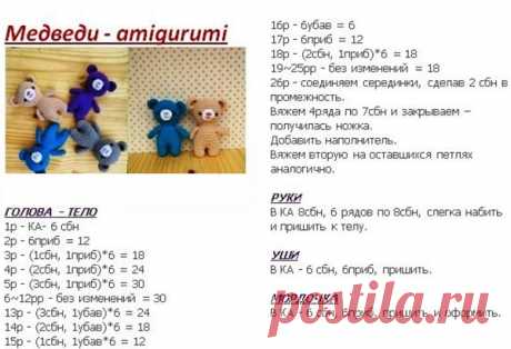 Вязание мишек амигуруми