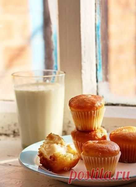 Воздушные кексы с кремом.