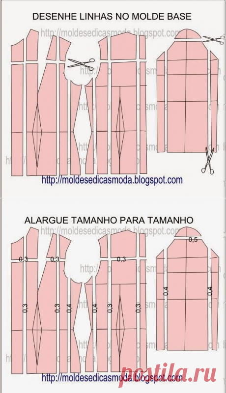 увеличение выкройки с38 на40
