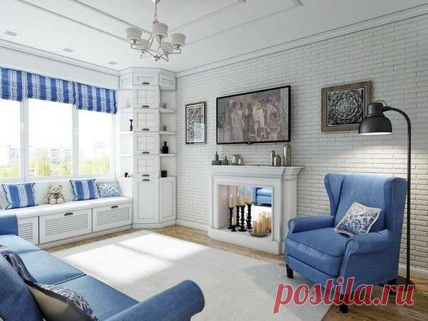 Синие акценты в комнате