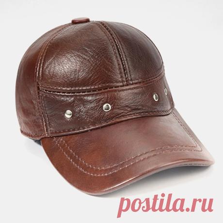 Men Genuine Leather Plus Thickness Cotton Keep Warm Ear Protection Large Brim Wi - US$33.99