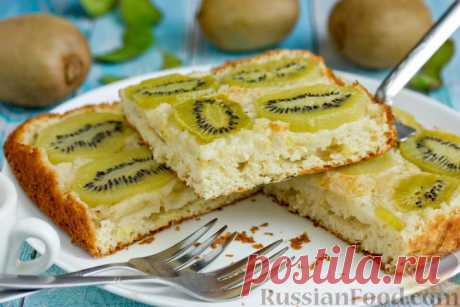 Рецепт: Пирог на сметане, с бананом и киви на RussianFood.com