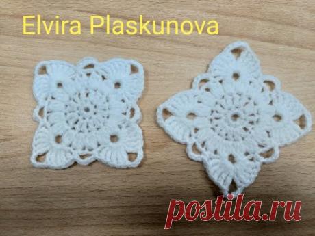 Квадратный мотив. Вязание крючком.