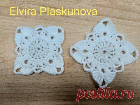 Квадратный мотив. Вязание крючком.
