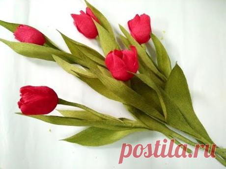 D.I.Y - How to make a paper flower - tulip Part 1 - Làm hoa tulip bằng giấy nhún - YouTube