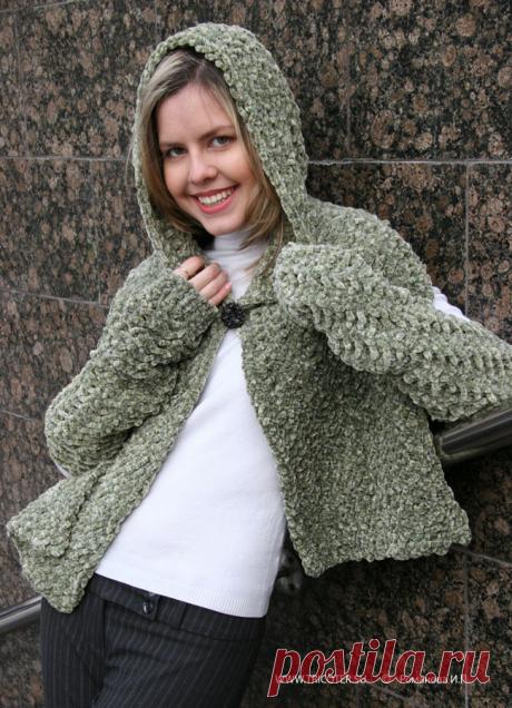 tricoter.su - Спицы - Накидка с капюшоном. Размер 38 – 40. Нарукавники ( длина 43 см. ) (Модель 69)