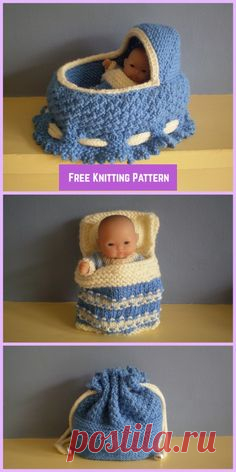 Knit Cradle Bag with Bedding Free Knitting Pattern