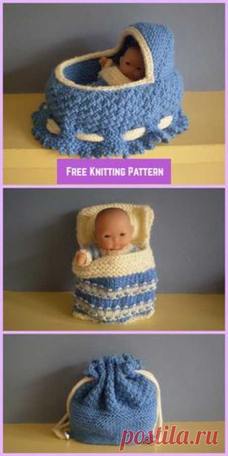 Knit Cradle Bag with Bedding Free Knitting Pattern
