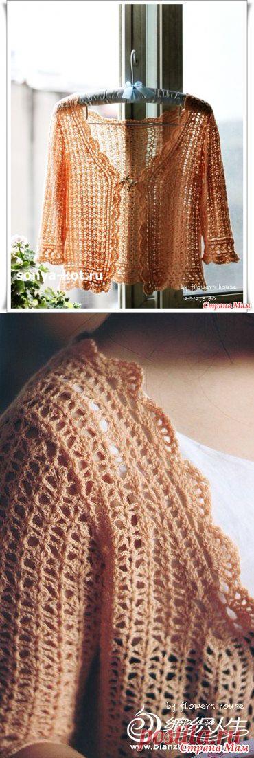 Простенький жакет с ажурной отделкой - Все в ажуре... (вязание крючком) - Страна Мам