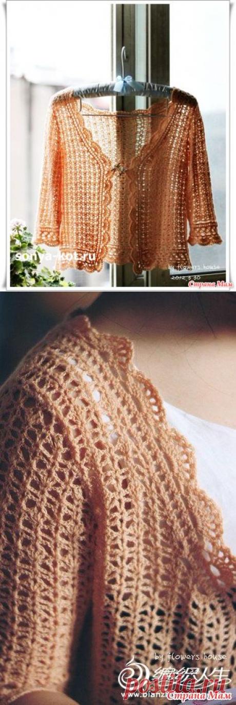 Простенький жакет с ажурной отделкой - Все в ажуре... (вязание крючком) - Страна Мам