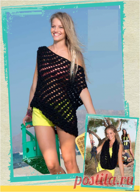 Летний шарф-трансформер вязаный спицами. Схемы и описание - Мамины ручки