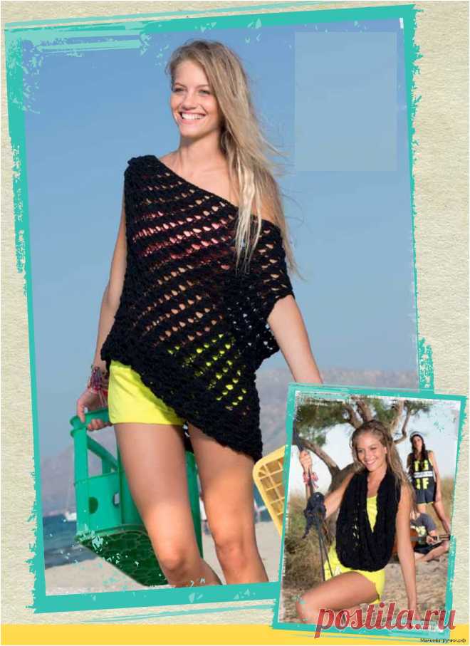 Летний шарф-трансформер вязаный спицами. Схемы и описание - Мамины ручки