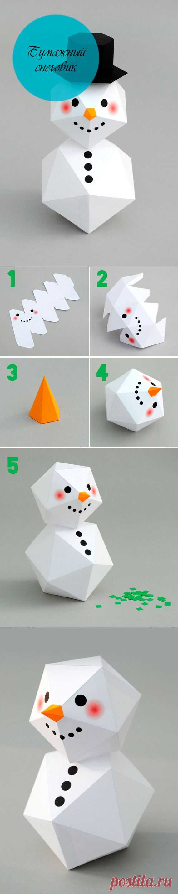 Бумажный снеговик - джентльмен своими руками
