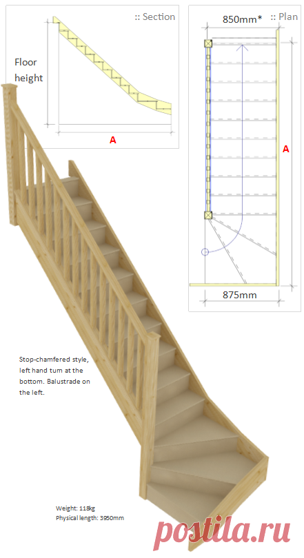 Bottom left 3 winder staircase