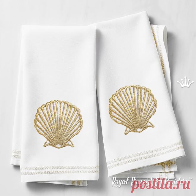 Ракушка Гребешок дизайн машинной вышивки - 4 размера