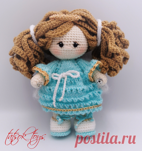 PDF Ангел-хранитель крючком. FREE crochet pattern; Аmigurumi doll patterns. Амигуруми схемы и описания на русском. Вязаные игрушки и поделки своими руками #amimore - ангел, ангелок, ангелочек, кукла, куколка, девочка.
