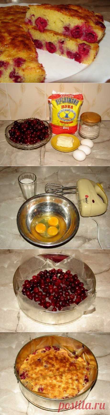 Вкусный пирог с вишней

Ингредиенты для пышного пирога с вишнями:

- 1 стакан спелых сладких вишен без косточек;
- 3 яйца;
- 150 г сахара;
- 100 г сливочного масла;
- 1 стакан или чуть меньше муки (добавляя муку понемножку, смотрим по консистенции теста, оно должно быть не слишком густым);
- 0,5 чайной ложечки пищевой соды, погашенной уксусом.