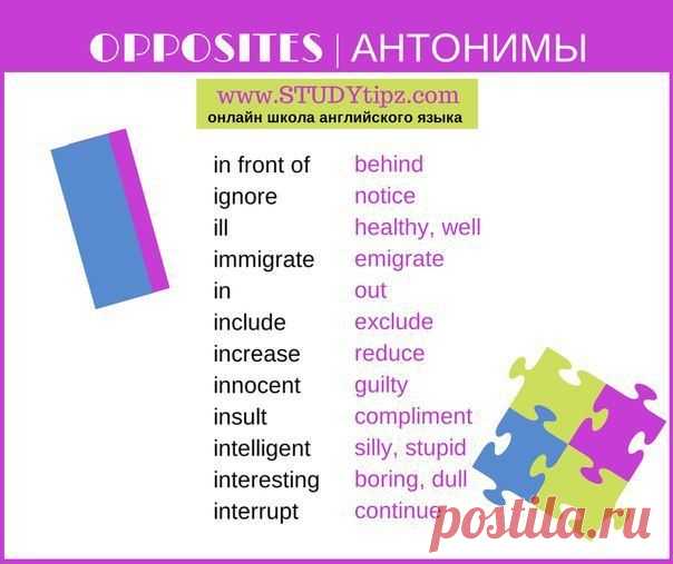 Антонимы / Неформальный Английский